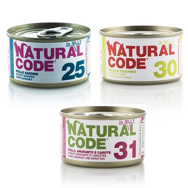 Natural Code mešan paket Piščančji okusi v želeju 6x85g