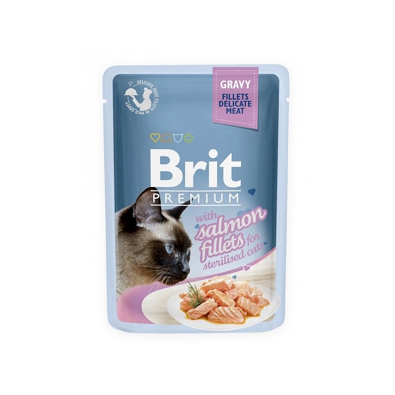 Brit Premium mokra hrana fileji lososa v omaki  85g