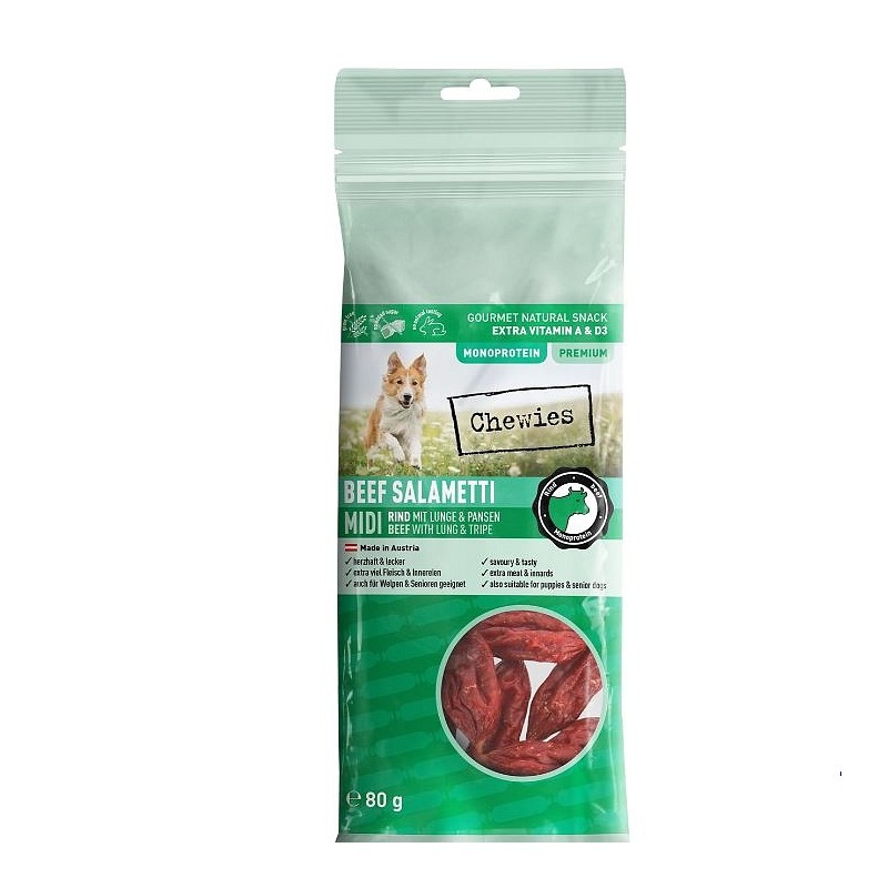 Chewies Beef Salametti MIDI Govedina, pljuča, vampi 80g