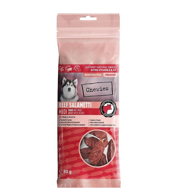 Chewies Beef Salametti MIDI Govedina in srca 80g