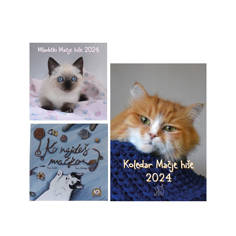 Komplet Knjiga in oba koledarja Mačje hiše