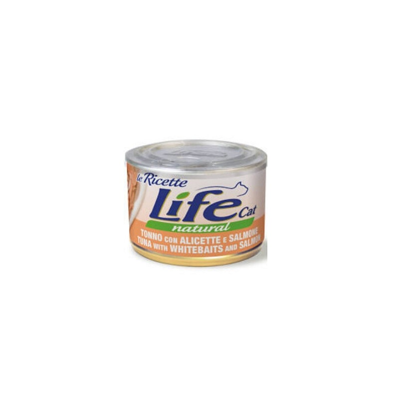 Lifecat konzerva le Ricette tuna z mladicami in lososom 150g