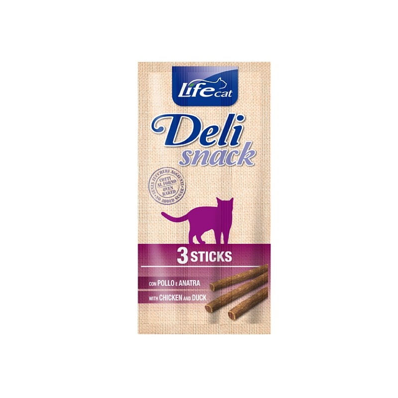 Lifecat Deli Snack palčke Piščanec in raca 15g