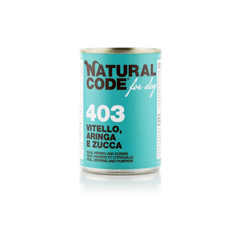 Natural Code za pse 403 Teletina, slanik in buča 400g