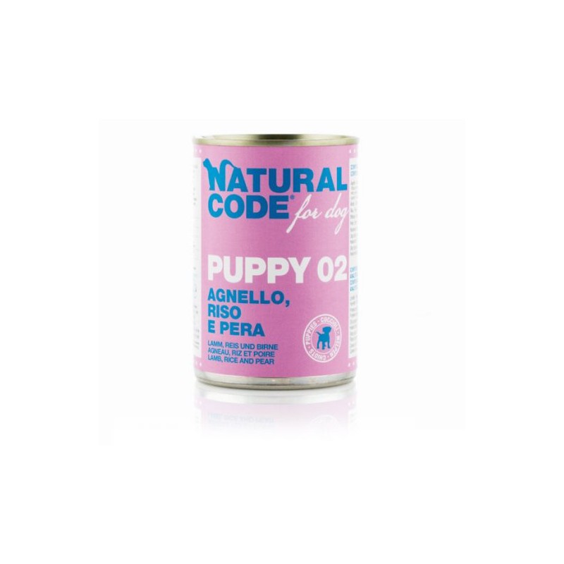 Natural Code za pse Puppy 02 Jagnjetina, riž in hruška 400g